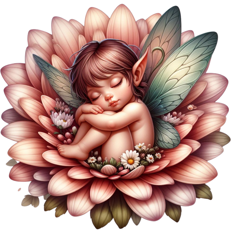 Pink Fairy Child Sleeping Flower Vinyl Sticker Decal