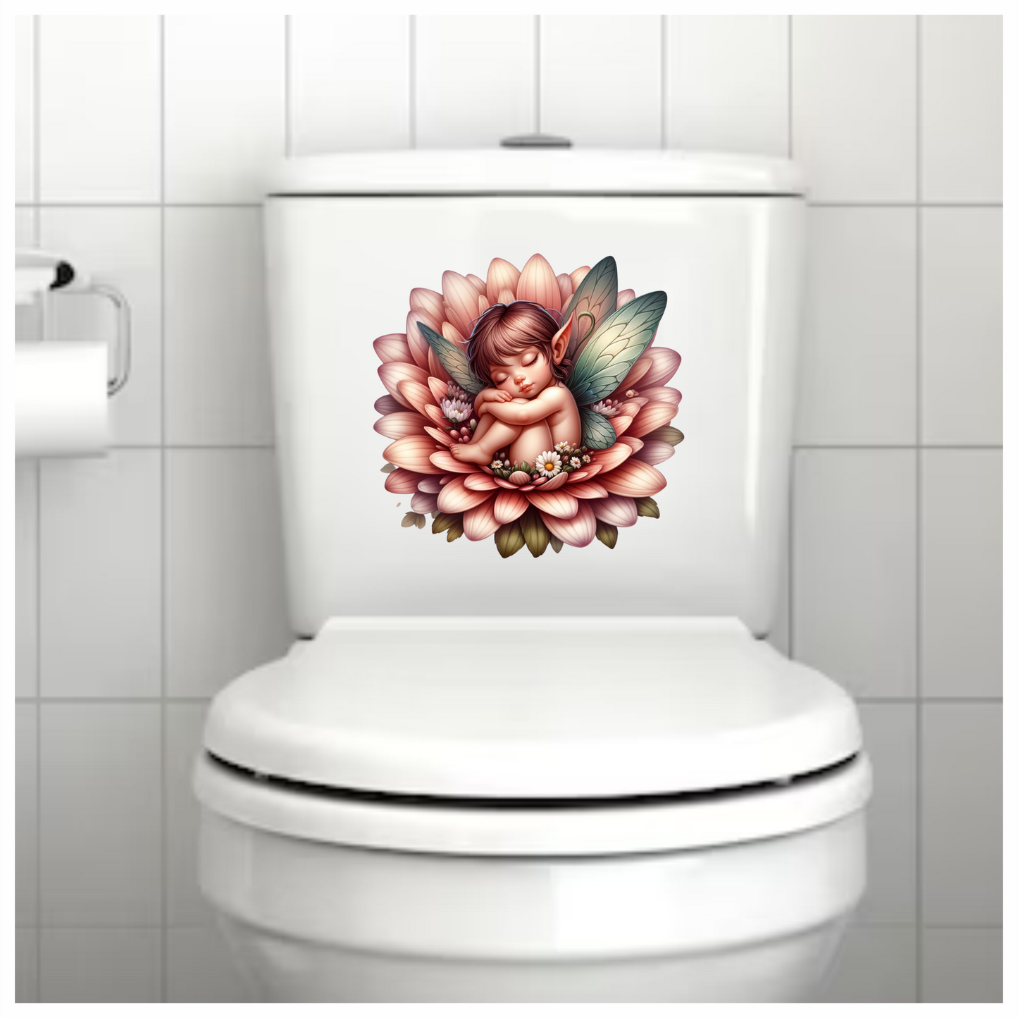 Pink Fairy Child Sleeping Flower Vinyl Sticker Decal