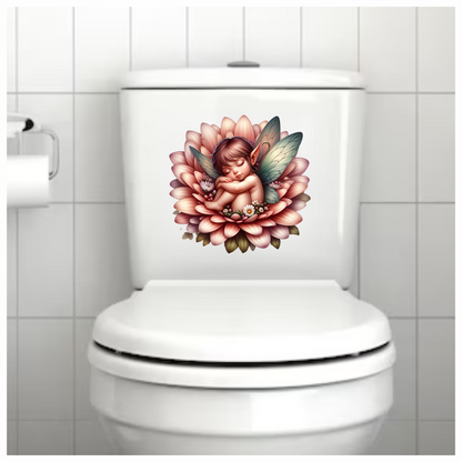 Pink Fairy Child Sleeping Flower Vinyl Sticker Decal