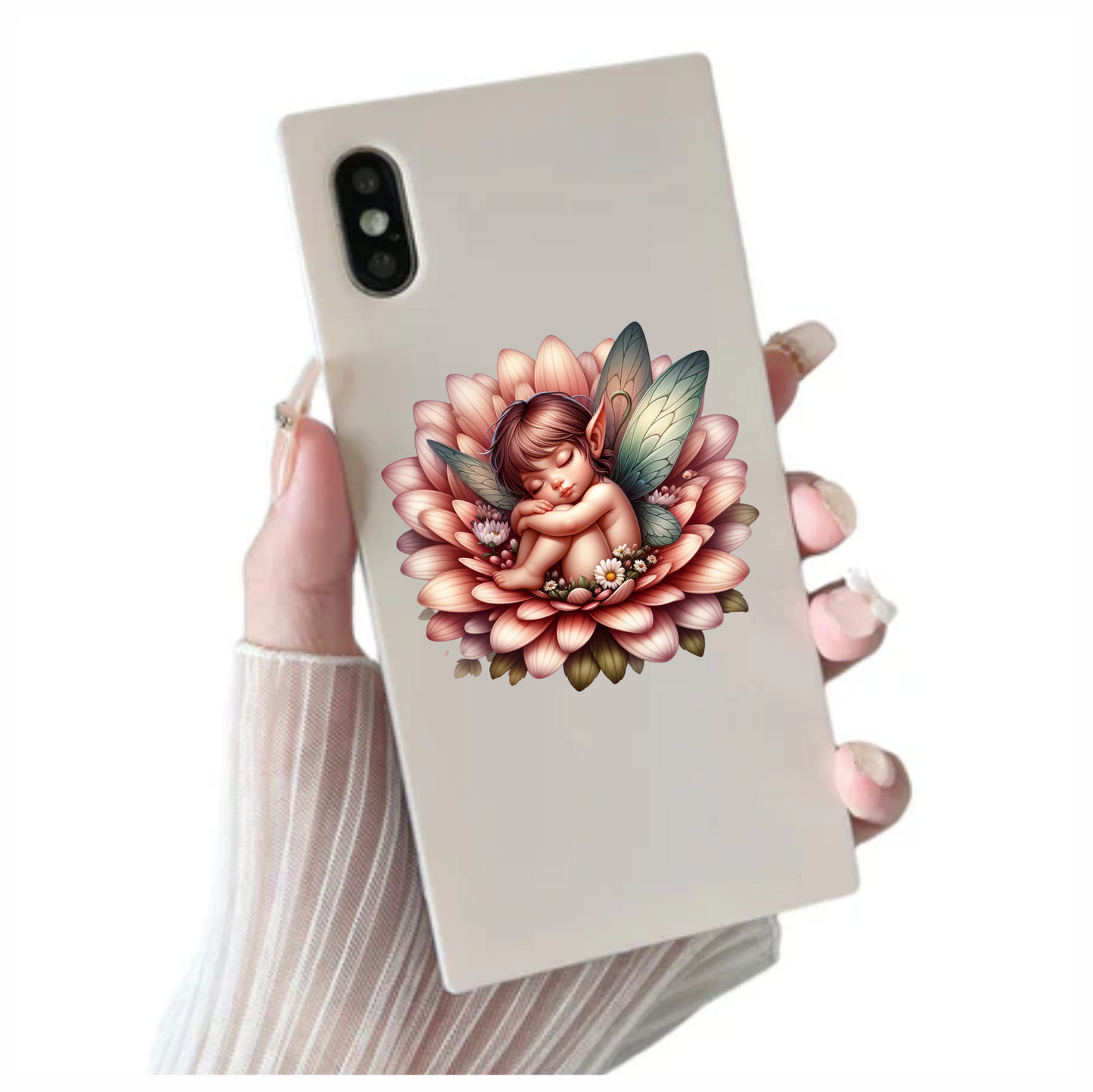 Pink Fairy Child Sleeping Flower Vinyl Sticker Decal