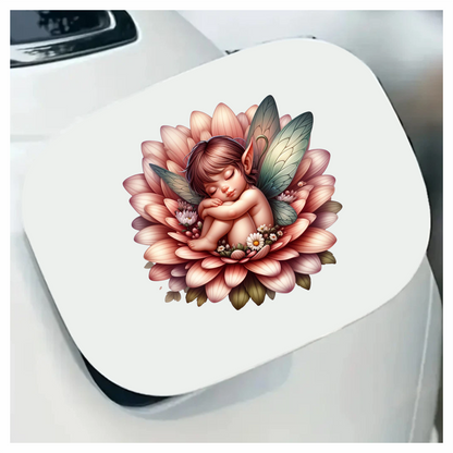 Pink Fairy Child Sleeping Flower Vinyl Sticker Decal