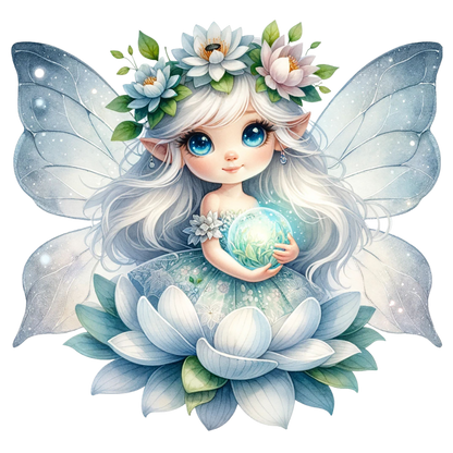 Fairy Blue Wings Flower Globe Vinyl Sticker Decal