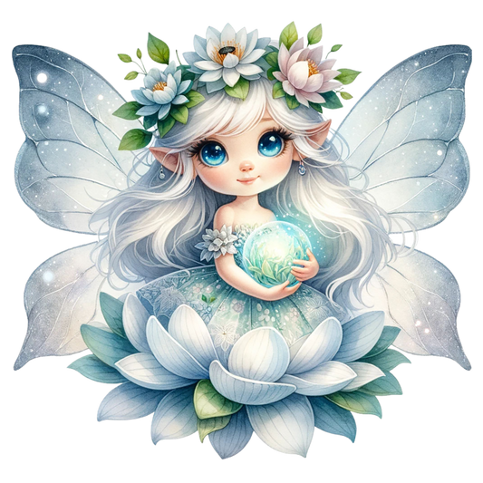 Fairy Blue Wings Flower Globe Vinyl Sticker Decal