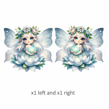 Fairy Blue Wings Flower Globe Vinyl Sticker Decal