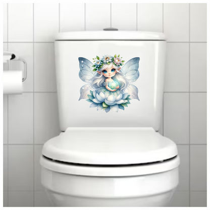 Fairy Blue Wings Flower Globe Vinyl Sticker Decal