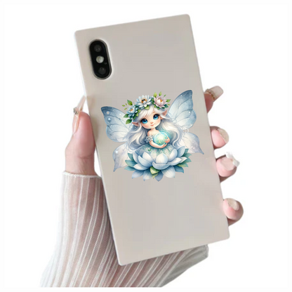 Fairy Blue Wings Flower Globe Vinyl Sticker Decal