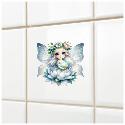 Fairy Blue Wings Flower Globe Vinyl Sticker Decal