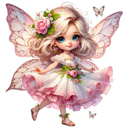 Fairy Pink Dress Flowers Butterfly Vinyl Sticker Decal