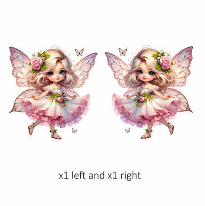 Fairy Pink Dress Flowers Butterfly Vinyl Sticker Decal