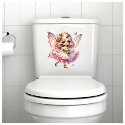 Fairy Pink Dress Flowers Butterfly Vinyl Sticker Decal