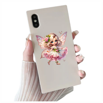 Fairy Pink Dress Flowers Butterfly Vinyl Sticker Decal