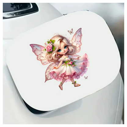 Fairy Pink Dress Flowers Butterfly Vinyl Sticker Decal