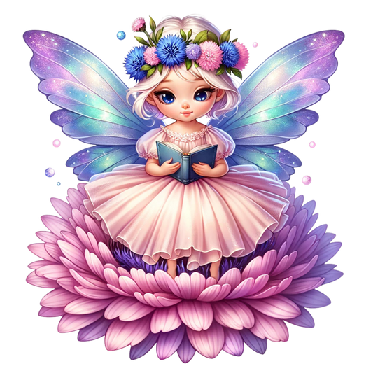 Fairy Pink Wings Flower Book Vinyl Sticker Decal