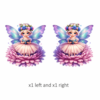 Fairy Pink Wings Flower Book Vinyl Sticker Decal