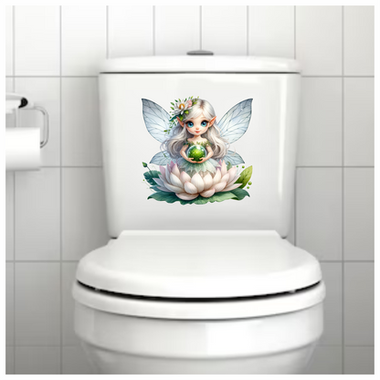 Fairy Silver Wings Green Orb Flower Vinyl Sticker Decal