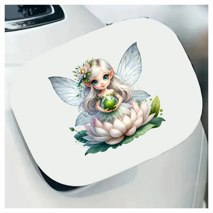 Fairy Silver Wings Green Orb Flower Vinyl Sticker Decal