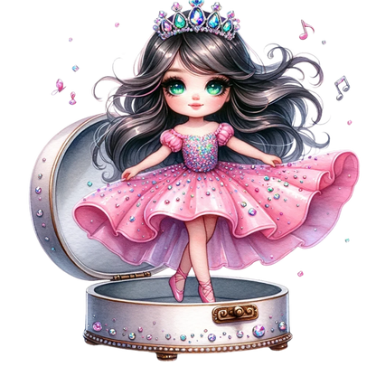 Pink Doll Princess Crown Box Vinyl Sticker Decal