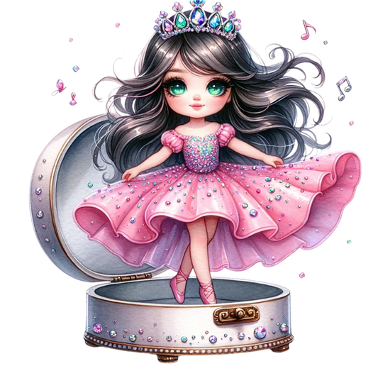Pink Doll Princess Crown Box Vinyl Sticker Decal