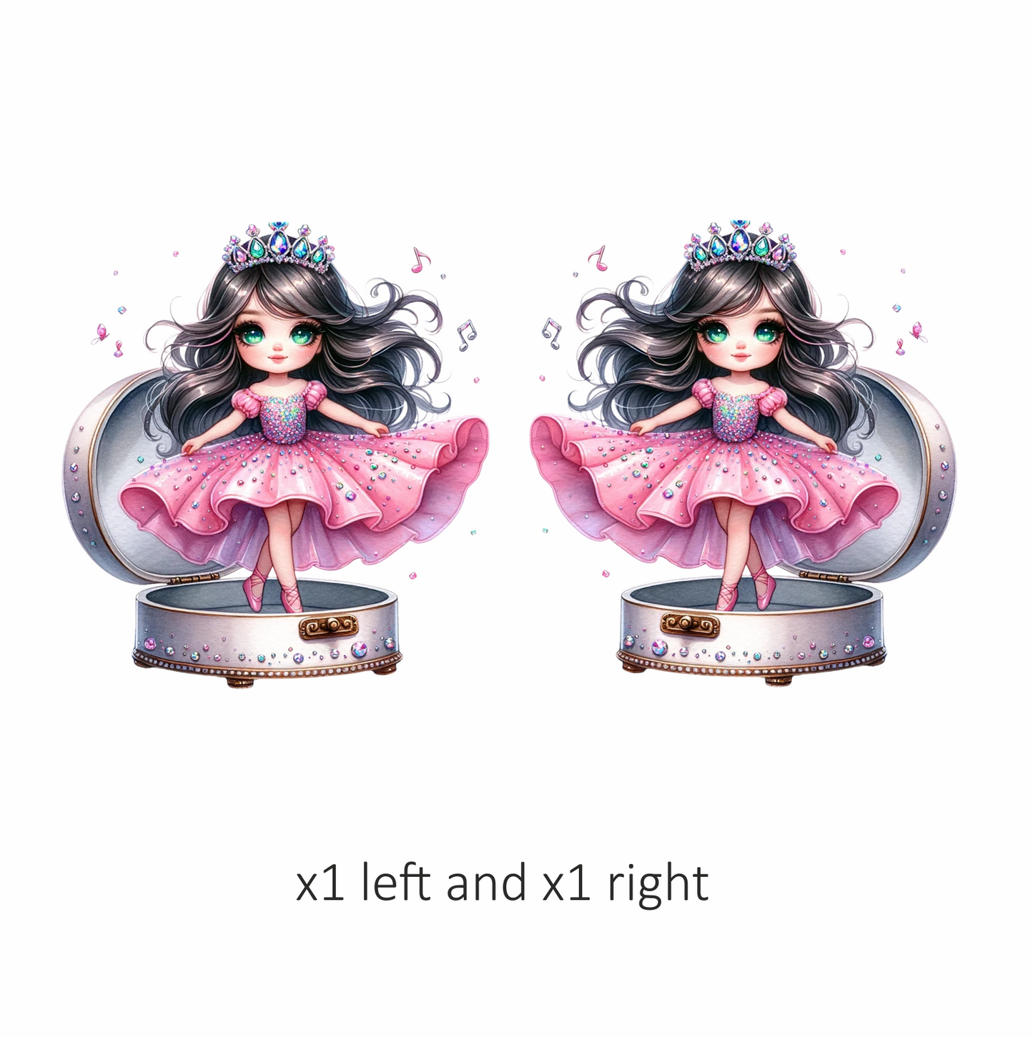 Pink Doll Princess Crown Box Vinyl Sticker Decal