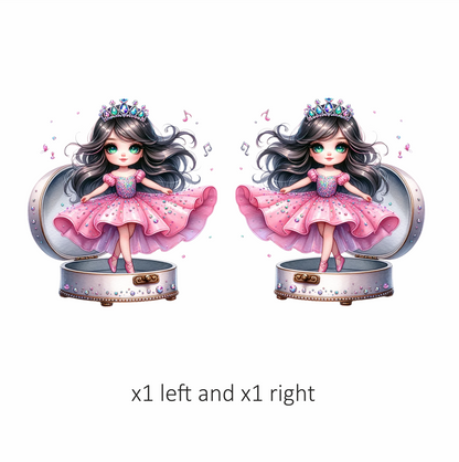 Pink Doll Princess Crown Box Vinyl Sticker Decal