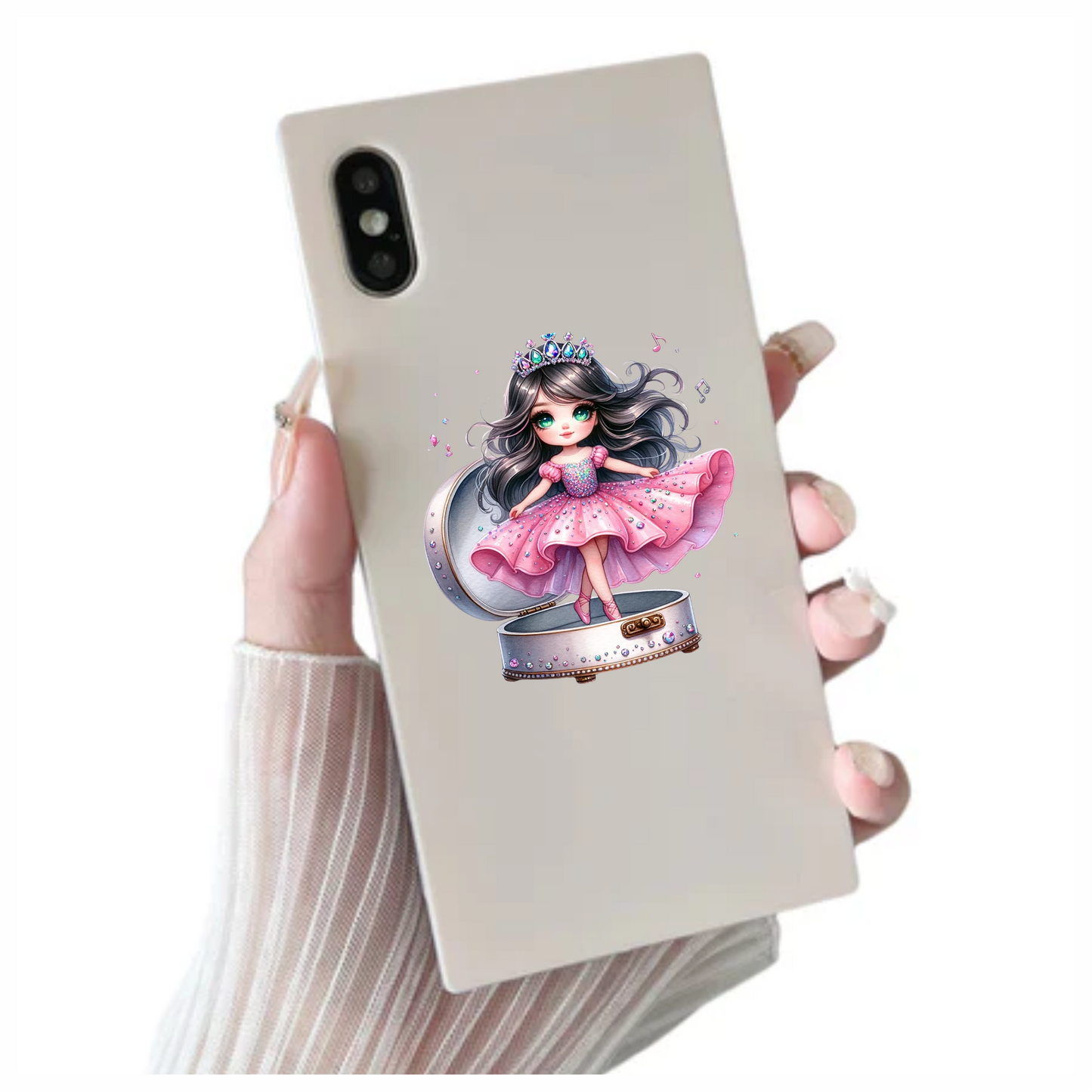 Pink Doll Princess Crown Box Vinyl Sticker Decal