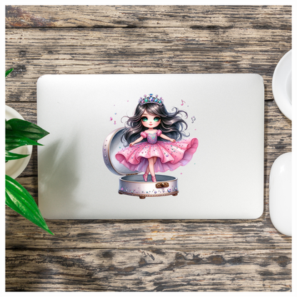 Pink Doll Princess Crown Box Vinyl Sticker Decal