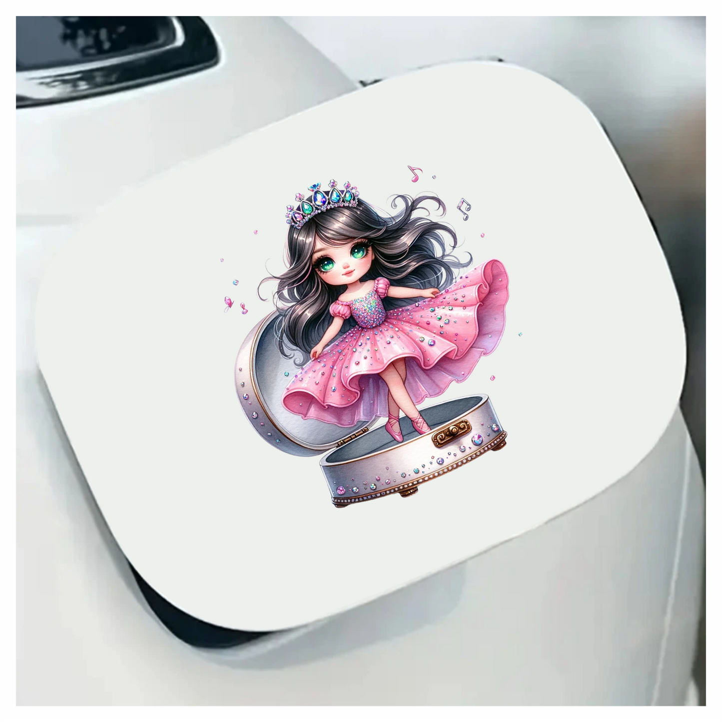Pink Doll Princess Crown Box Vinyl Sticker Decal