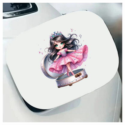 Pink Doll Princess Crown Box Vinyl Sticker Decal