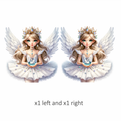 White Fairy Girl Swan Crown Vinyl Sticker Decal