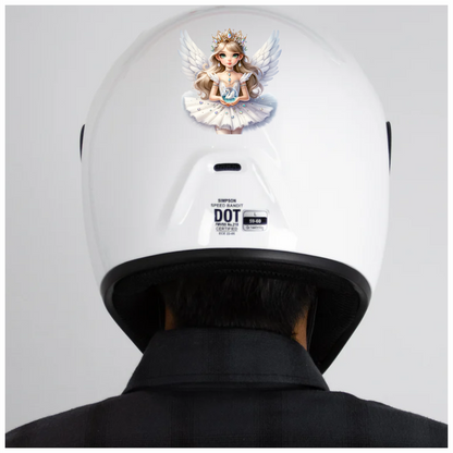 White Fairy Girl Swan Crown Vinyl Sticker Decal