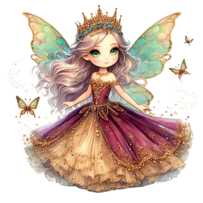 Fairy Girl Crown Purple Dress Vinyl Sticker Decal