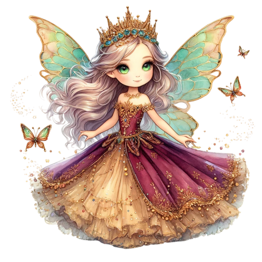 Fairy Girl Crown Purple Dress Vinyl Sticker Decal