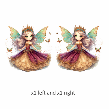 Fairy Girl Crown Purple Dress Vinyl Sticker Decal