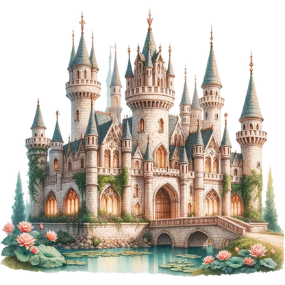 Castle Stone Towers Green Roof Water Vinyl Sticker Decal