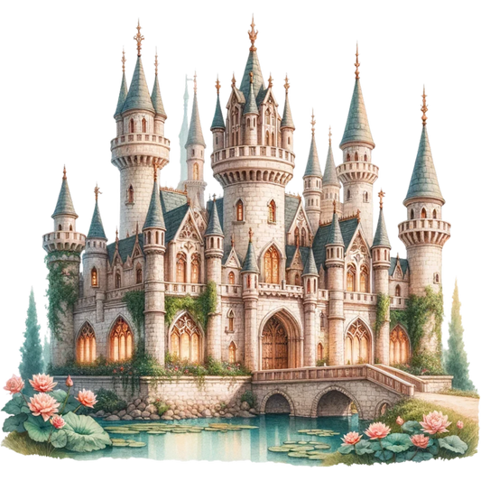 Castle Stone Towers Green Roof Water Vinyl Sticker Decal