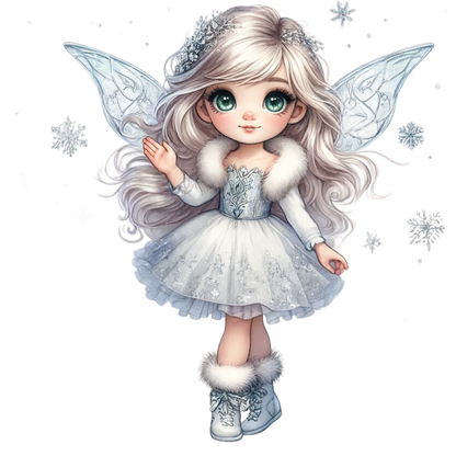 White Fairy Girl Dress Boots Wings Vinyl Sticker Decal