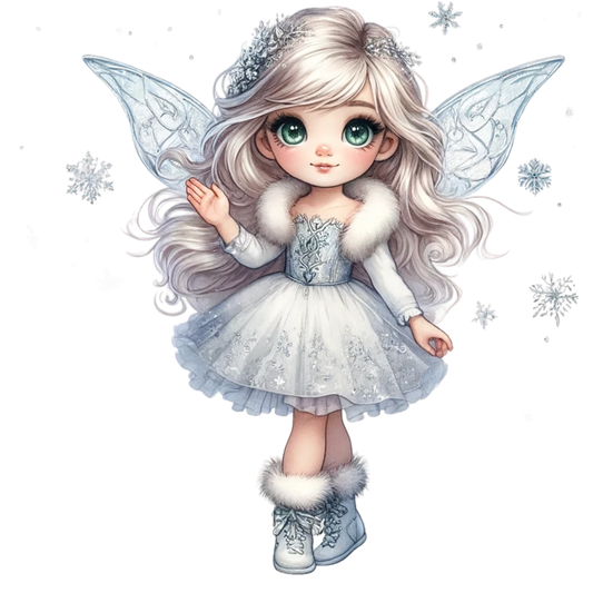 White Fairy Girl Dress Boots Wings Vinyl Sticker Decal