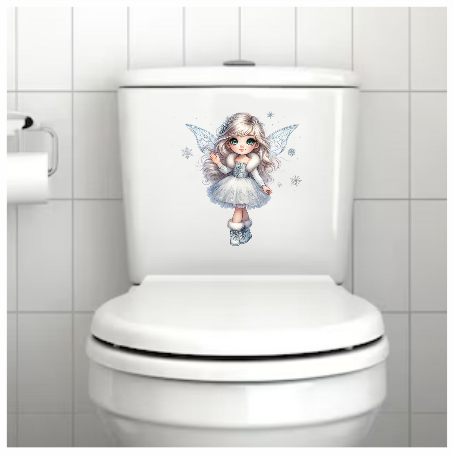 White Fairy Girl Dress Boots Wings Vinyl Sticker Decal