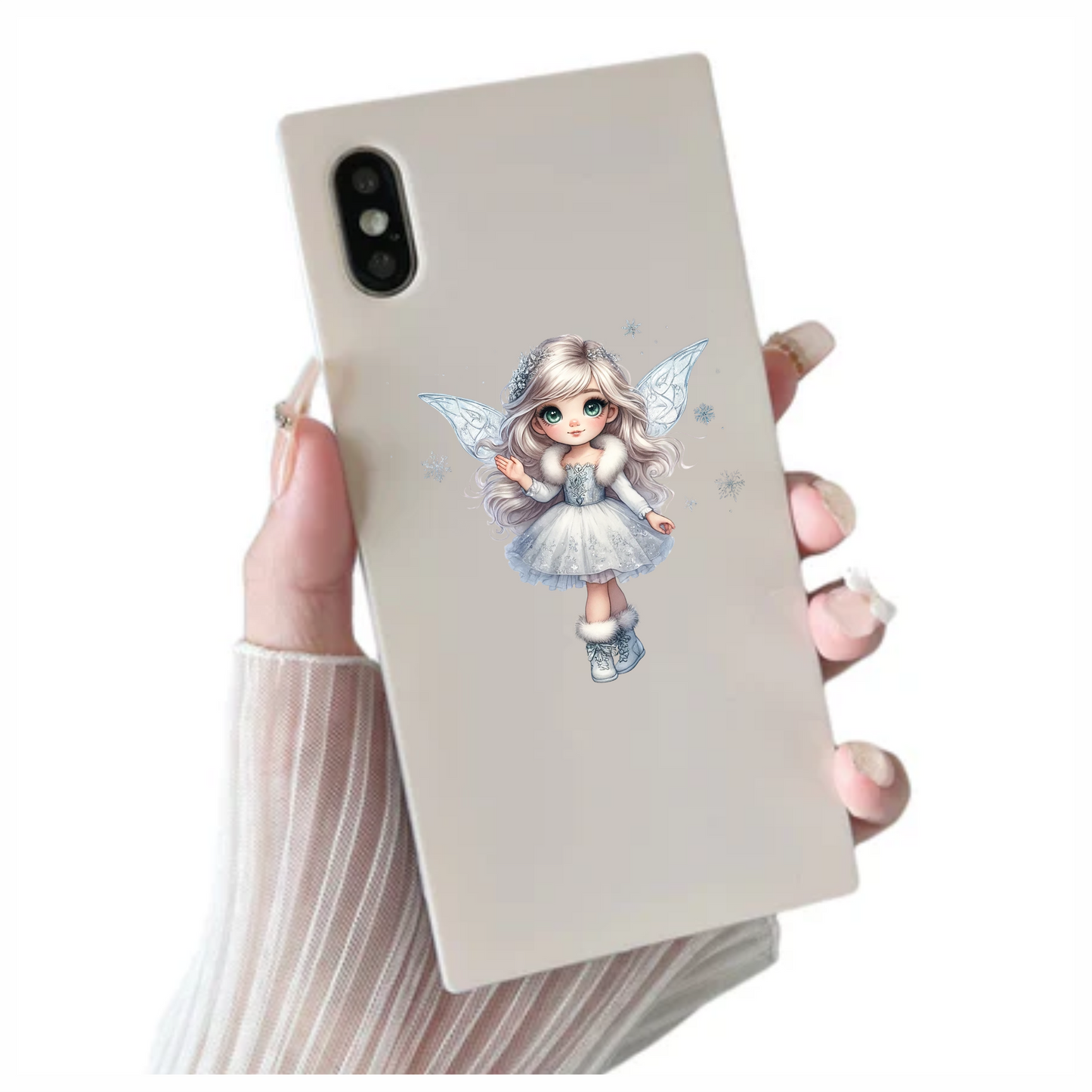 White Fairy Girl Dress Boots Wings Vinyl Sticker Decal