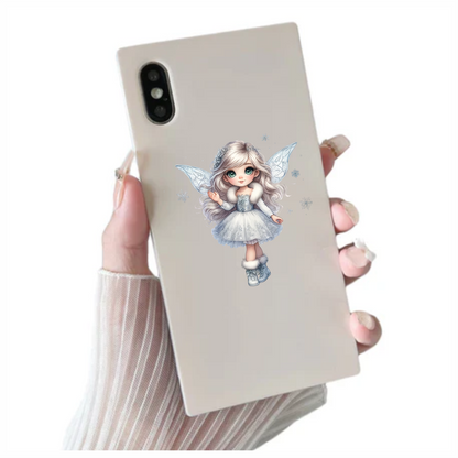 White Fairy Girl Dress Boots Wings Vinyl Sticker Decal