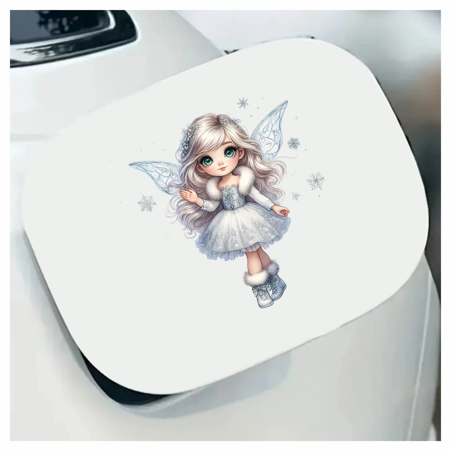 White Fairy Girl Dress Boots Wings Vinyl Sticker Decal