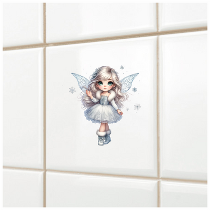 White Fairy Girl Dress Boots Wings Vinyl Sticker Decal