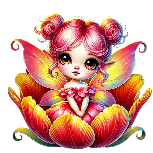 Pink Fairy Child Flower Bright Vinyl Sticker Decal
