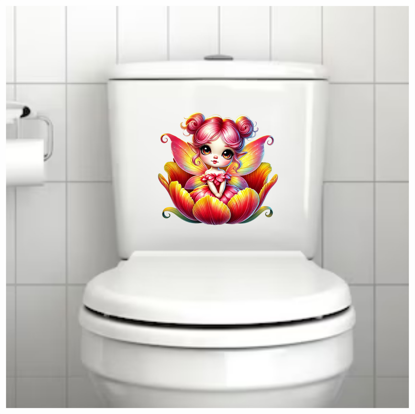 Pink Fairy Child Flower Bright Vinyl Sticker Decal
