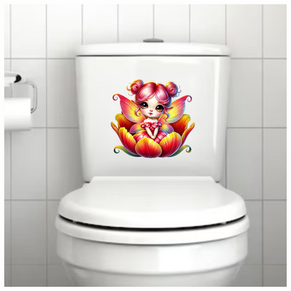 Pink Fairy Child Flower Bright Vinyl Sticker Decal