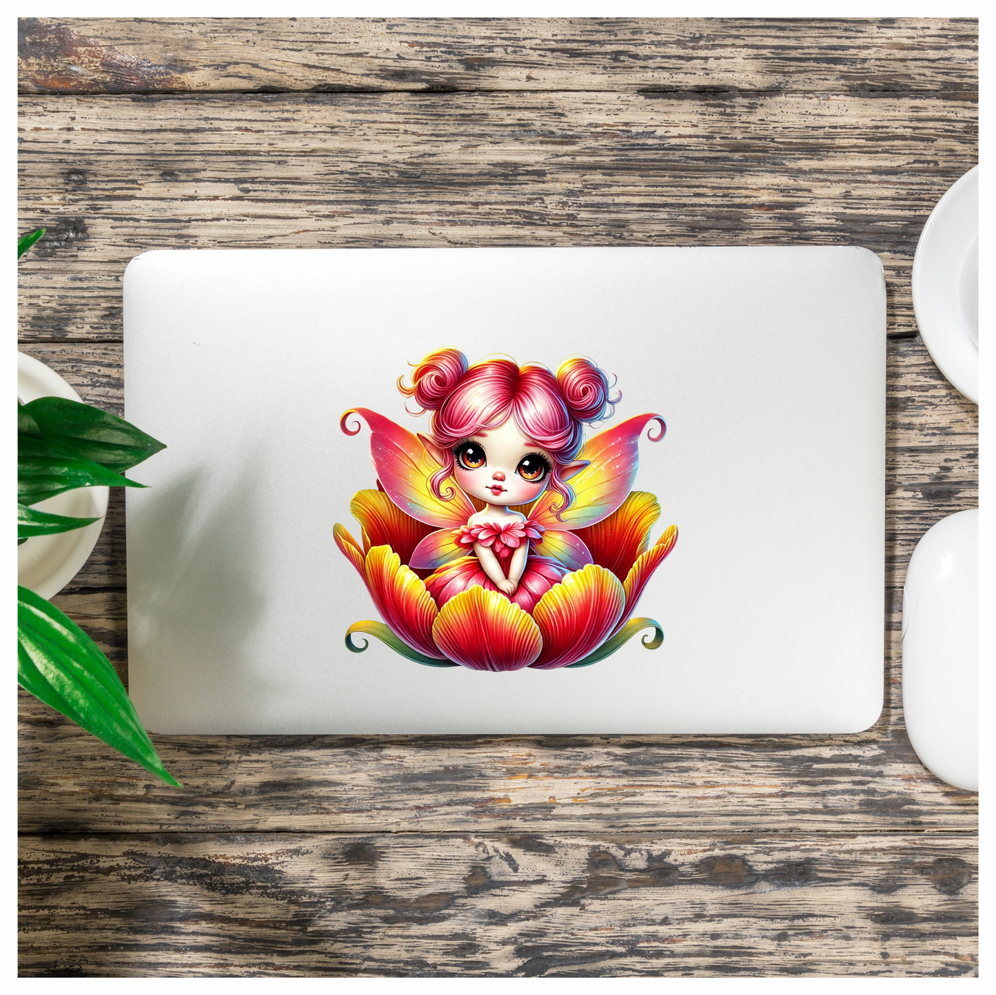 Pink Fairy Child Flower Bright Vinyl Sticker Decal