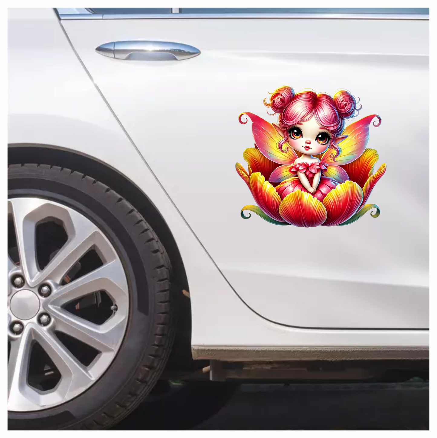 Pink Fairy Child Flower Bright Vinyl Sticker Decal
