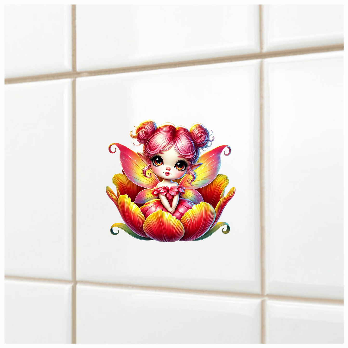 Pink Fairy Child Flower Bright Vinyl Sticker Decal