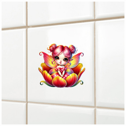 Pink Fairy Child Flower Bright Vinyl Sticker Decal