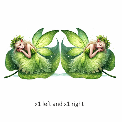 Fairy Sleeping Green Leaf Nature Magic Vinyl Sticker Decal